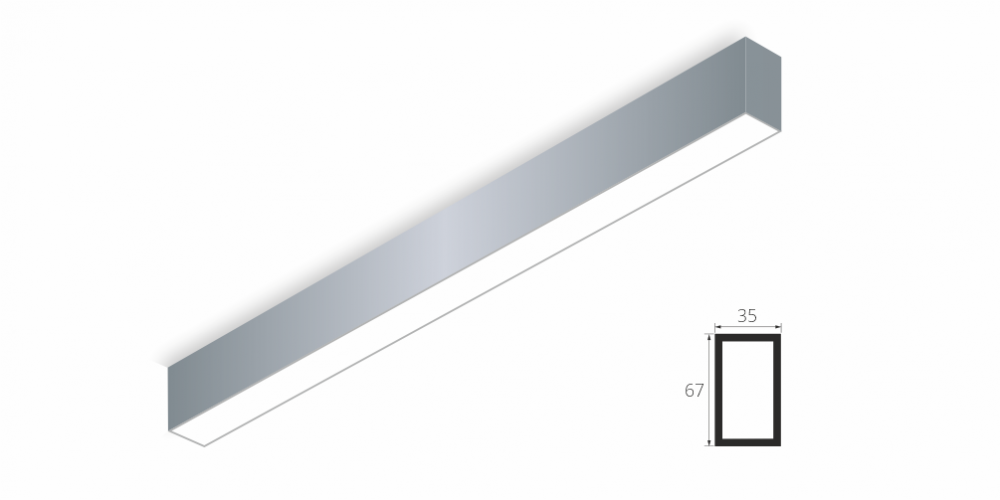 Накладной светильник LiNE-Pro 67x35 500mm 8W 3000K Cерый
