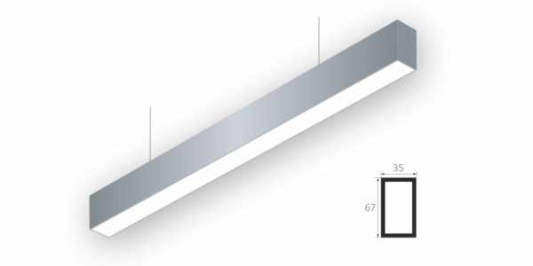 Подвесной светильник LiNE-Pro 67x35 2250mm 45W 4000K (Серый, 2000 мм, DALI, Да)