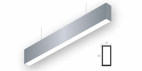 Подвесной светильник LiNE-Pro 90x35 1500mm 21W 3000K (Серый, 4000 мм, Да)